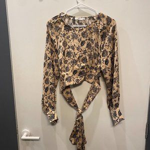 Lush Printed Floral Satin Blouse